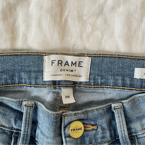 $225 Frame Light Wash Le High Skinny Raw Hem Jeans - Picture 4 of 7